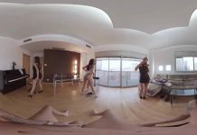 Group action with three hot girls and a big cock