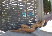 Tattooed Babe Sunbathes Topless