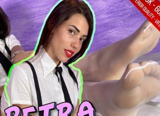 Sexy schoolgirl Petra lures you with her delicious feet