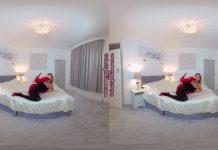 Samantha Red Crop Top And Rara Skirt With Black Glossy Tights