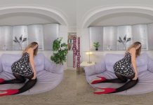 Suzi Star Grey dress with black glossy legwear