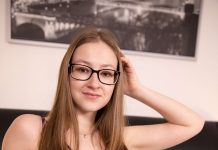 Cute Girl With Glasses Plays With Vibrator