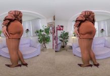 Natalia Forrest Brown secretary outfit with tan glossy legwear JOI