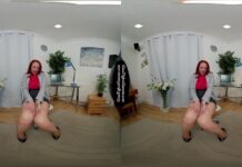 Kara Carter Secretary with tan glossy seamed legwear JOI