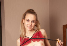 Mencia Francis spreads her legs wide and slips a dildo into her hungry pussy