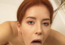 Redhead and sexy babe Luna Rishi in the bath getting fucked in VR