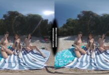3 Babes Naked On Vacation Beach Picnic Playing Frisbee Searching For Shells And Bubble