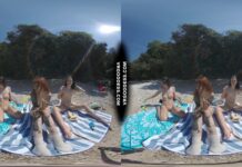 3 Babes Naked On Vacation Beach Picnic Playing Frisbee Searching For Shells And Bubble