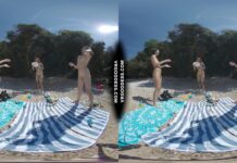 3 Babes Naked On Vacation Beach Picnic Playing Frisbee Searching For Shells And Bubble