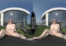 Diana Rooftop Masturbating While Sunbathing Oiling Her Huge Double D Tits Then Hitachi Orgasm