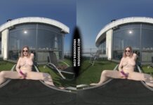 Diana Rooftop Masturbating While Sunbathing Oiling Her Huge Double D Tits Then Hitachi Orgasm
