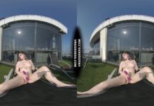 Diana Rooftop Masturbating While Sunbathing Oiling Her Huge Double D Tits Then Hitachi Orgasm
