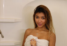 Spying My Asian Stepsis in shower Masturbating