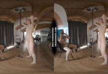 Ingrida Giving Private Strip Show Pole Dance Show For Anonymous Masked Big Boobed Girl Diana