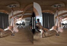 Ingrida Giving Private Strip Show Pole Dance Show For Anonymous Masked Big Boobed Girl Diana