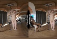 Ingrida Giving Private Strip Show Pole Dance Show For Anonymous Masked Big Boobed Girl Diana