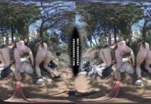 3 Gorgeous Babes Naked In Forest Playing With Their Pussies Next To Abandoned Building