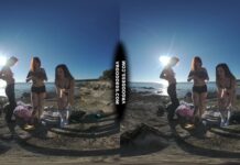 3 Hot Girls Getting Naked On Beach During Winter Making Fire Eating Bananas Dancing