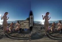 3 Hot Girls Getting Naked On Beach During Winter Making Fire Eating Bananas Dancing