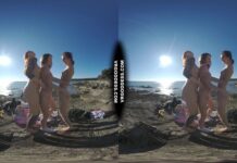 3 Hot Girls Getting Naked On Beach During Winter Making Fire Eating Bananas Dancing