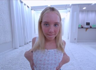 Hot Blonde Teen Strips For You in The White Studio