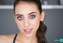 Sexy Brunette in Green Lingerie