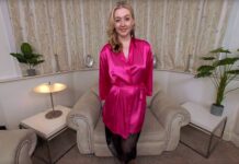 Em Yang Boudoir Outfit with Tan Glossy Tights/Pantyhose Special Treat – 8K VR