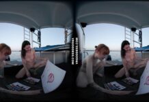 Lily Mays And Rebeka Ruby Painting Eachothers Pussies While Boating On Vacation Together