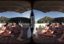 Triple Girls Nude Painting Art On A Yacht And Swimming In The Sea While On Vacation In Italy