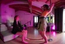 Rebeka Ruby And Lily Mays Striptease Pole Dancing For Eachother While On Vacation Together