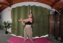 Busty Redhead Kira Fox’s Naked Yoga and Masturbation in VR