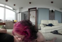 Ellah Gives Cameraman Between the Scenes Blowjob With Cum in Her Mouth