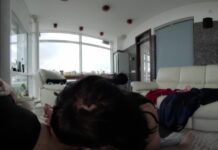 Sofie Gives Behind the Scenes Tip Sucking BJ Handjob Titjob and Gets Cum Frosting on Her Big Tits