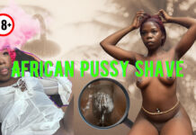 Flexible African Ebony Exposes Her Pussy & Shaves Bush for Free