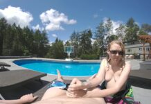 Handjob by the Pool