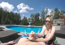 Handjob by the Pool