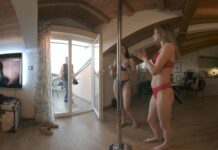 Two Girls Dancing on Strip Pole Nude Josie and Matty on Vacation